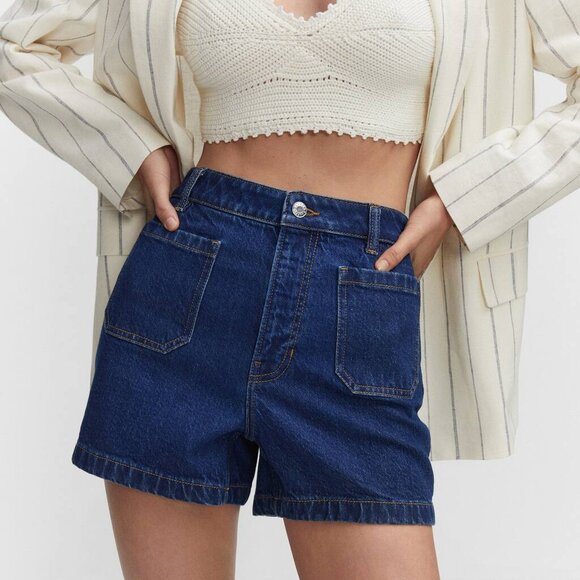 Mango Denim jeans shorts with patch pockets, size 34 (US 2) - Picture 1 of 7